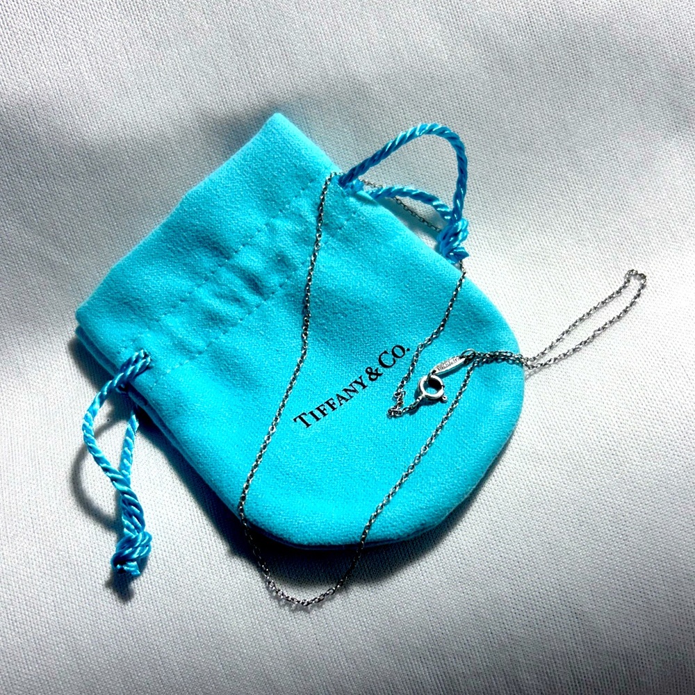 Authentic Tiffany & Co. 925 Silver Necklace with Pouch, Box & Gift Bag